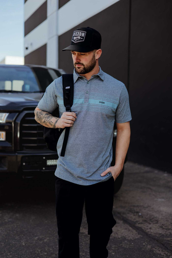 Premium Polo - Blue Stripe / Heathered Teal
