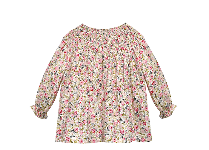 RN PInk Rose Smocked L/S Bernadette Blouse
