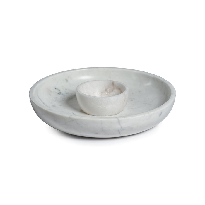 Roma White Marble Chip and Dip Bowl - Serveware by Carlyle Avenue