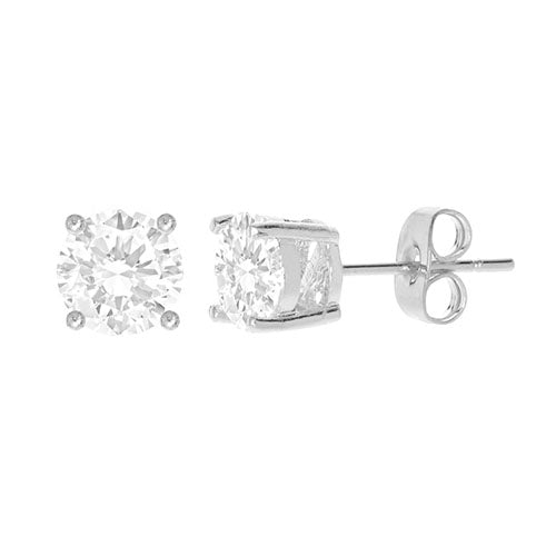 Round Cubic Zirconia Stud Earring Sliver - ikatehouse