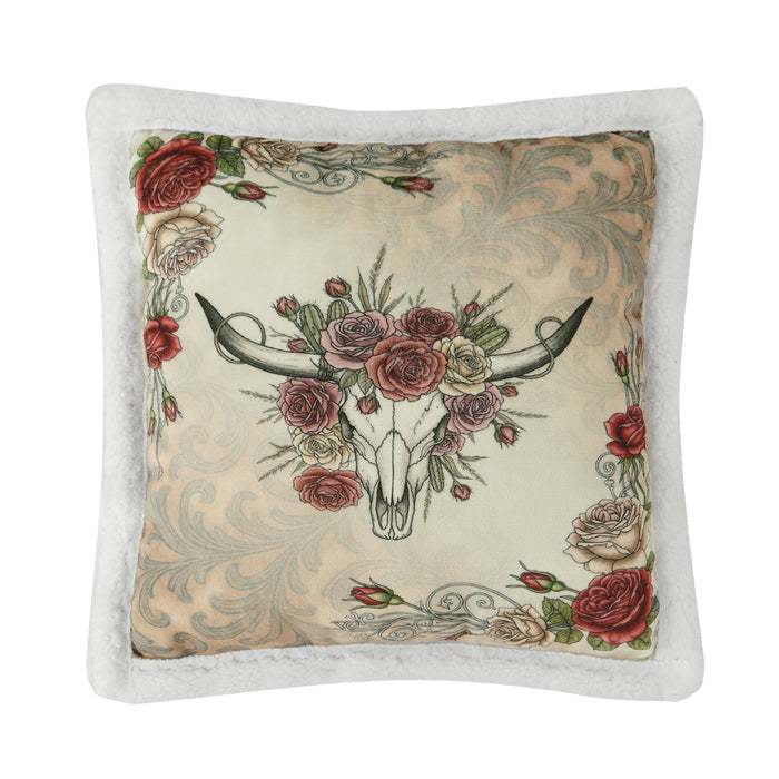 Rowena Longhorn Campfire Sherpa Pillow Pillow