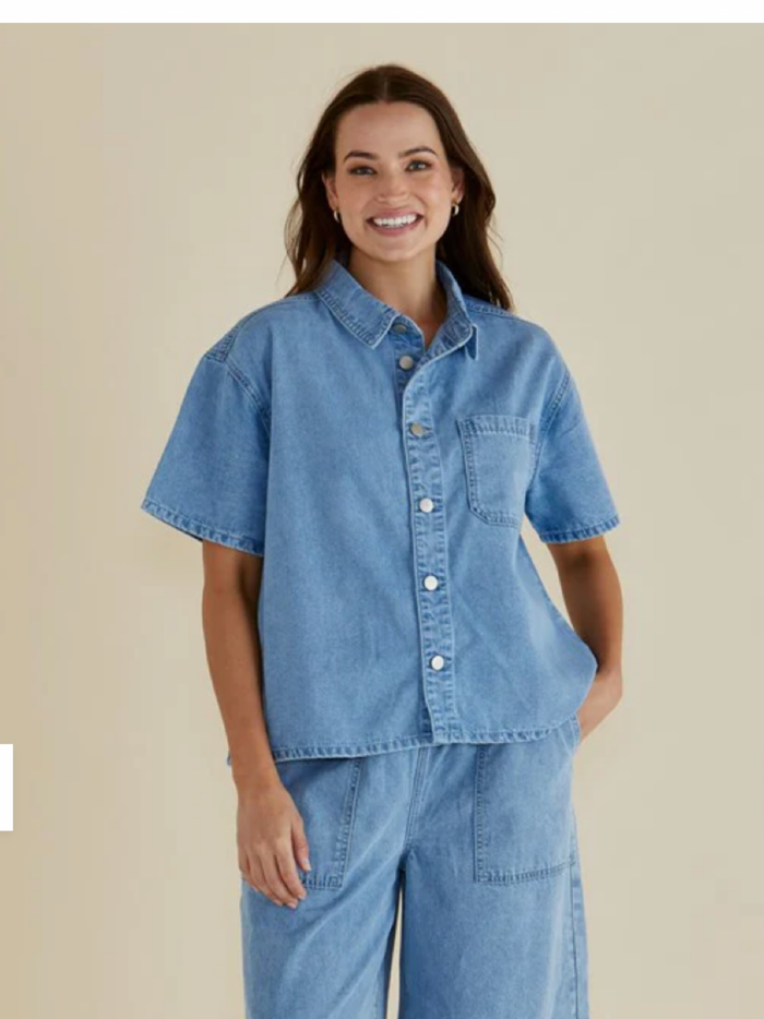 Saffra Short Sleeve Denim Shirt