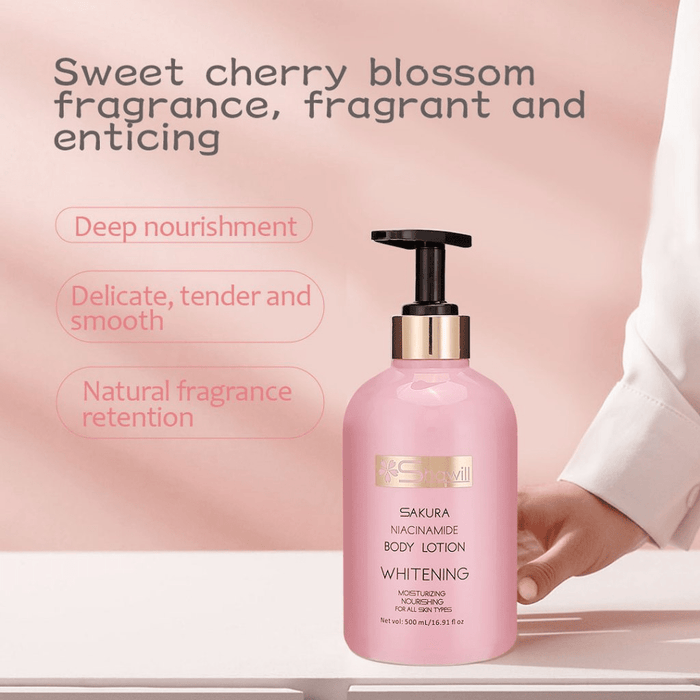 Shawil Sakura Niacinamide Body Lotion 500ml لوشن الجسم نياسيناميد من شاويل ساكورا - Princess Cosmetics Qatar