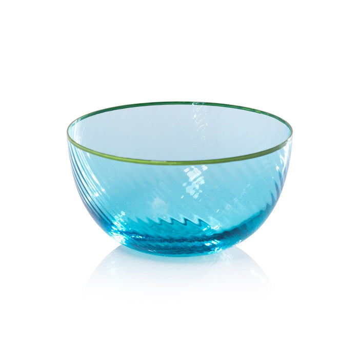 Sicilian Swirl Glassware with Colored Rim - Azul & Green - CARLYLE AVENUE