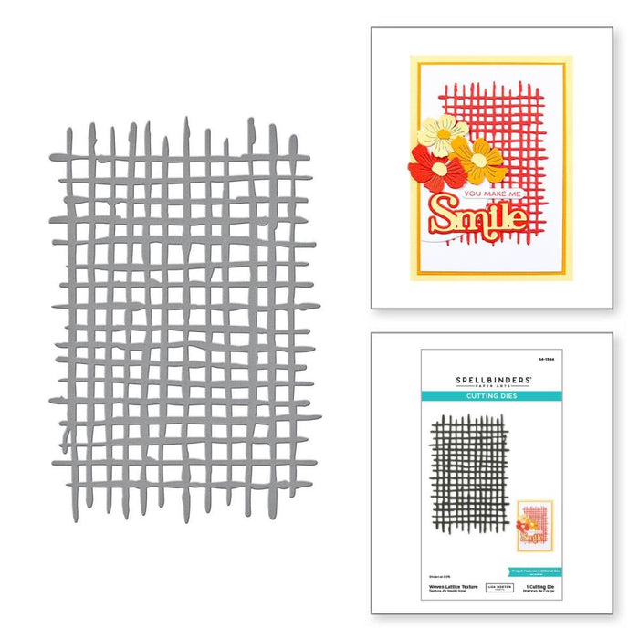 Spellbinders - Etched Dies By Lisa Horton - Woven Lattice Texture. Part of the Spotlight Frames and Floral Collection by Lisa Horton. A weave texture that can be used as a wonderful background or a perfect addition in a mixed media project. Available at Embellish Away located in Bowmanville Ontario Canada.