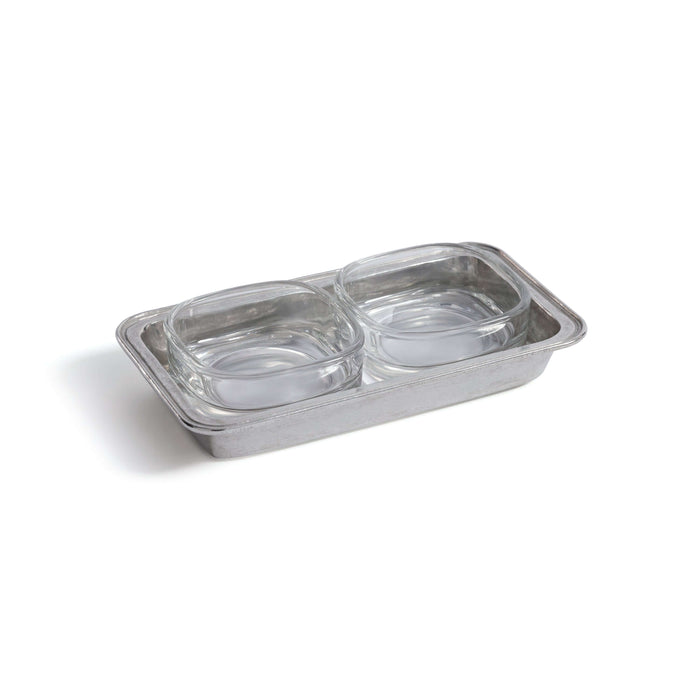 St. Moritz Pewter and Glass Double Condiment Set - Serveware by Carlyle Avenue