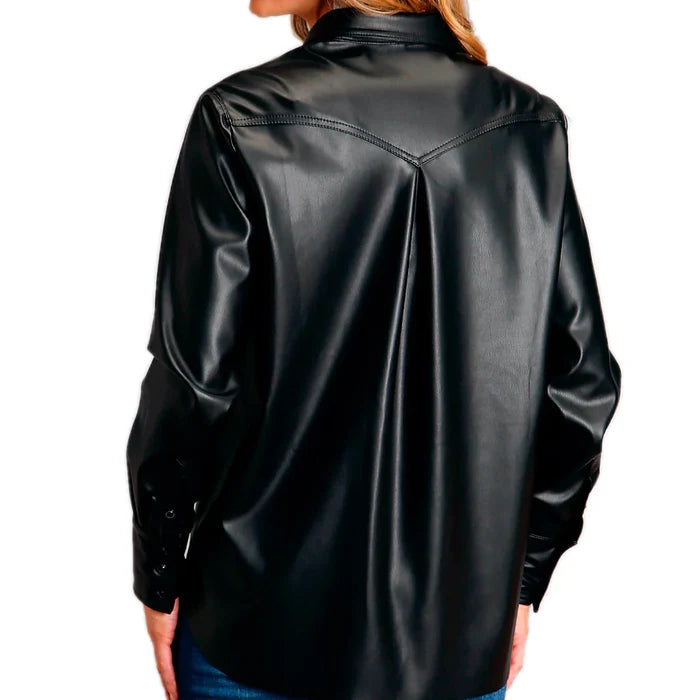 Stetson Black Faux Leather Shirt for Women