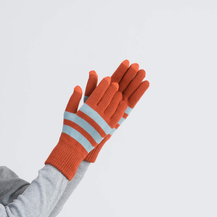 Stone Blue Rust Stripe Touchscreen Gloves
