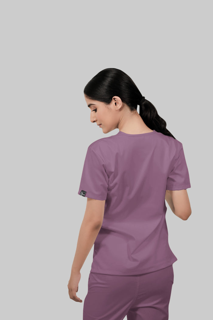 Stretchable (2Way) Women Lilac V-Neck Scrub Top