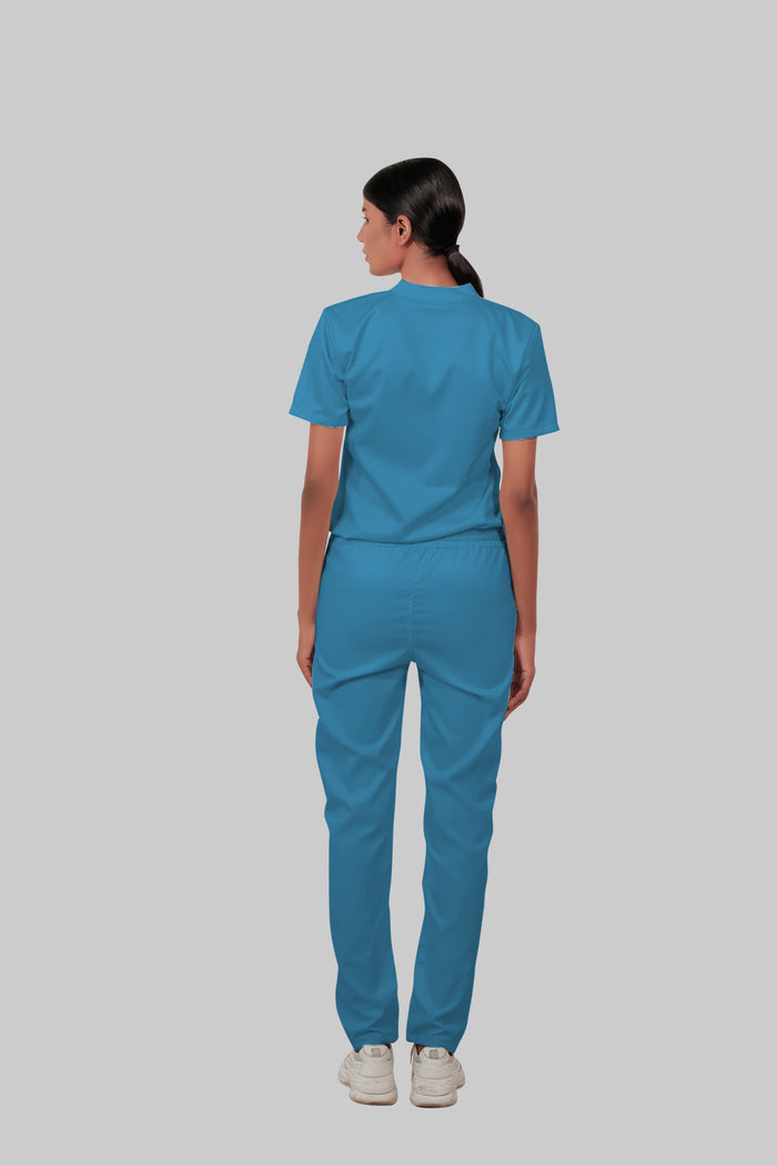 Stretchable (2Way) Women Peacock Blue Straight Scrub Pant