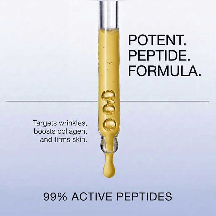 super peptide serum with 99% peptides targets wrinkles, boosts collagen, and firms skin