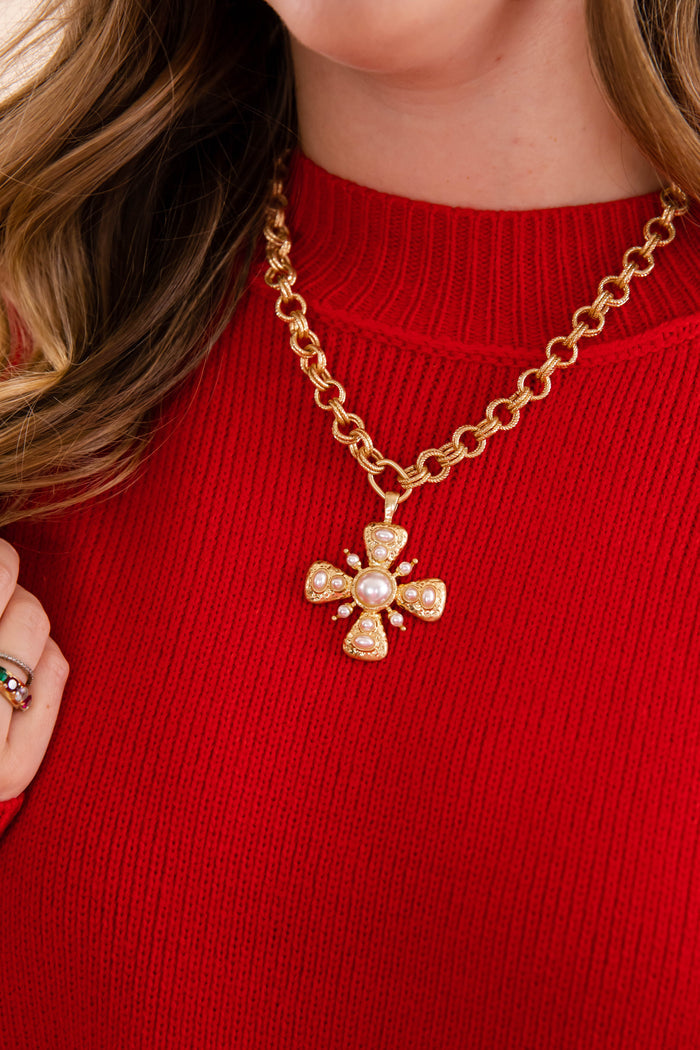 Chunky Chain Necklace with Bold Cross Pendant