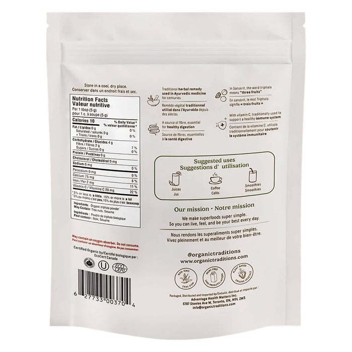 Organic Traditions Triphala Powder Back