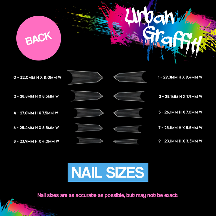 Urban Graffiti JP-020 Arrowhead Edge Nail Tips - Transparent - 500 Naio Nails
