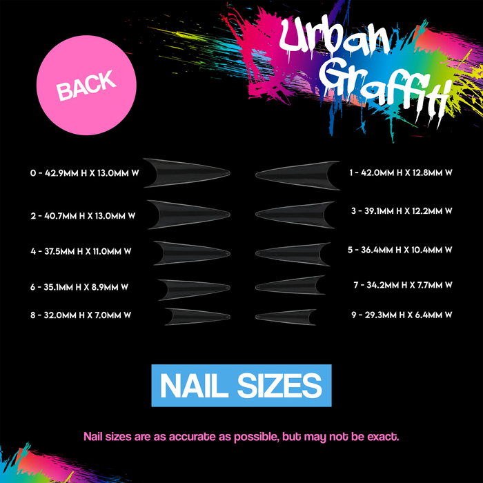 Urban Graffiti JP-021 Stiletto Nail Tips - Transparent - 500 Naio Nails