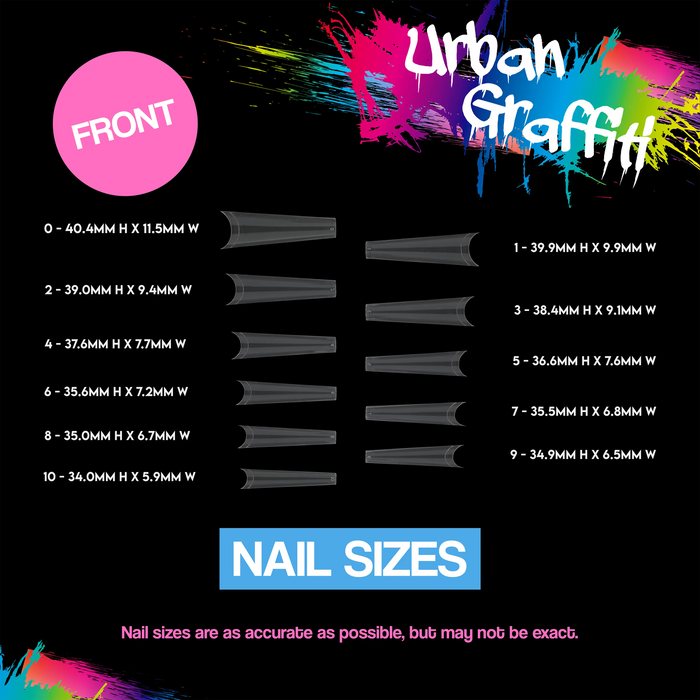 Urban Graffiti JP-033 Coffin Nail Tips - Transparent - 550 Naio Nails
