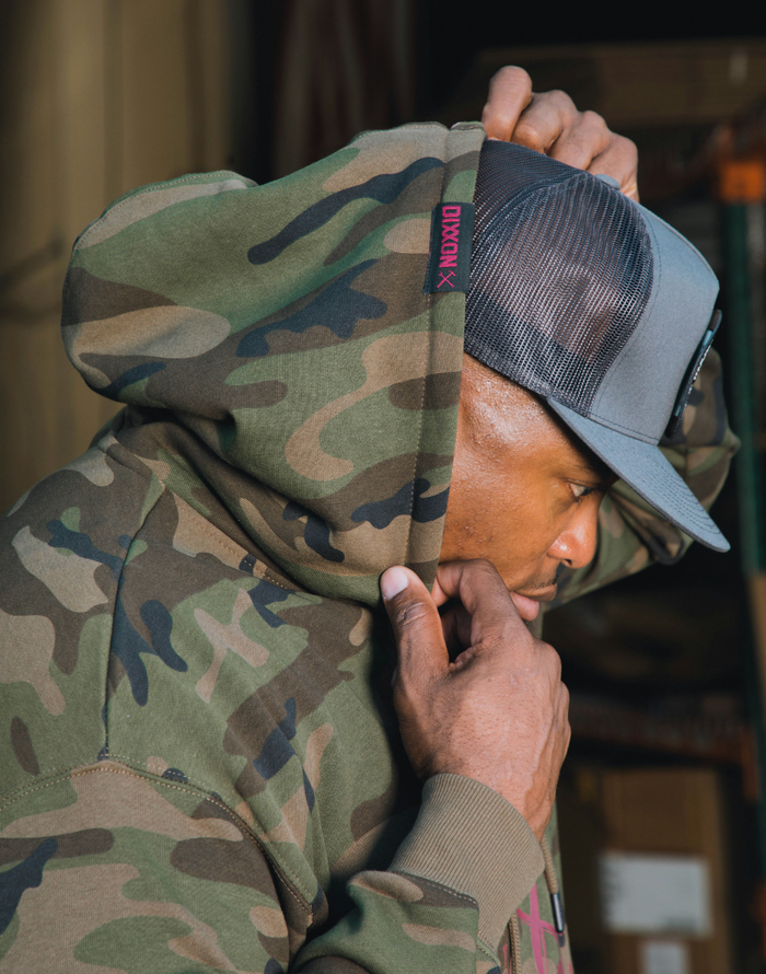 Weld Hood - Green Camo/Maroon