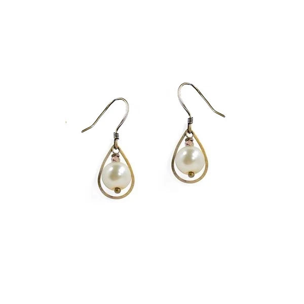 White Pearl Inside Teardrop Earrings