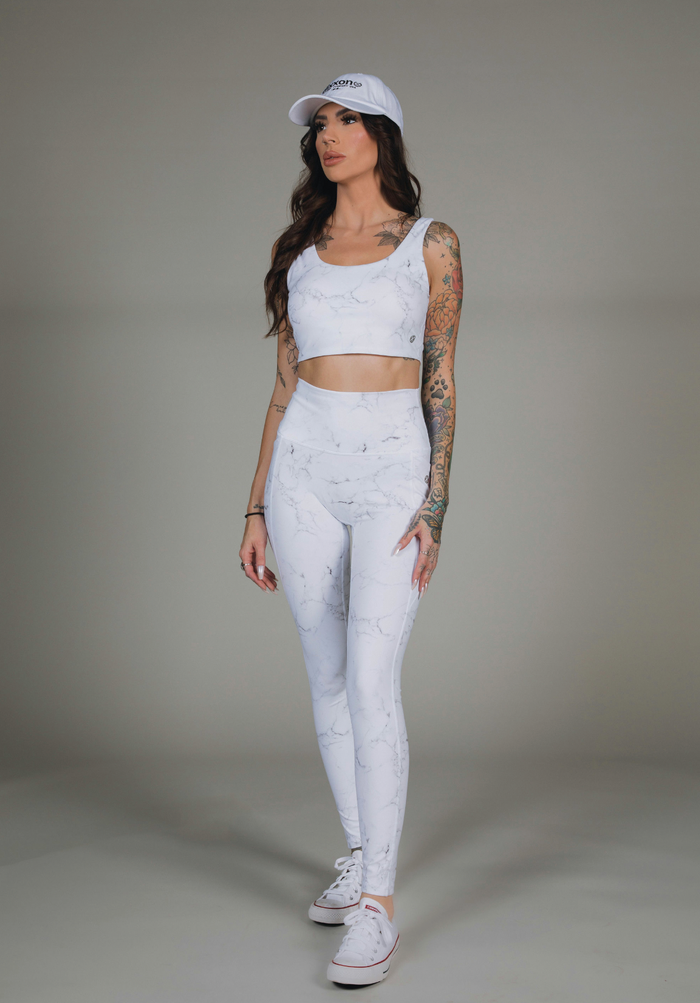 Women's Classic Sports Bra - White Marble