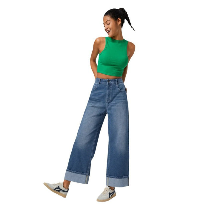 Women's High Waist Straight Leg Jeans — Classic Denim Trousers