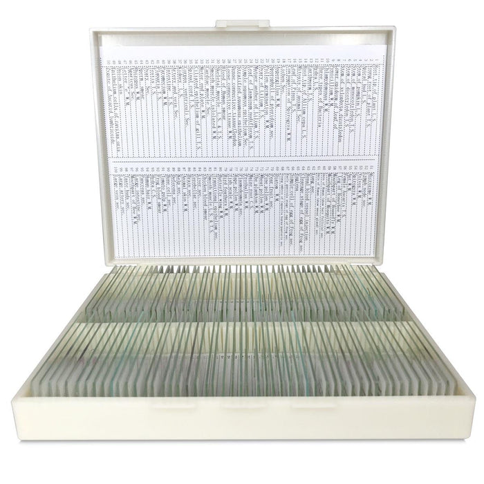 100 Prepared Microscope Slides Specimen Set, Plant Animal Human Anatomy Cells