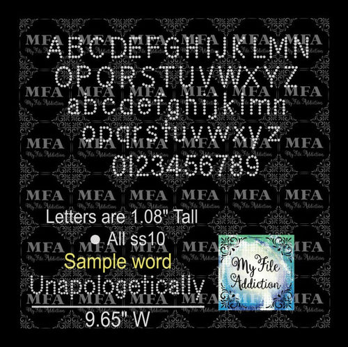 1.08" Arial Letters & Numbers Rhinestone Digital Download File - My File Addiction