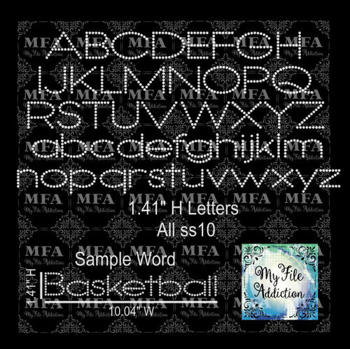 1.41" Contemporary Letters Rhinestone Digital Download File