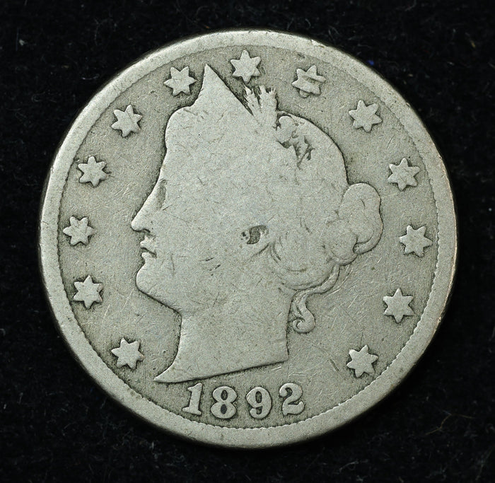 1892 5c Liberty V Nickel Five Cent Coin