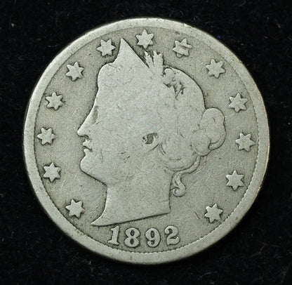 1892 5c Liberty V Nickel Five Cent Coin