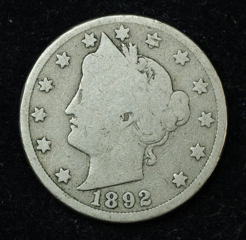 1892 5c Liberty V Nickel Five Cent Coin