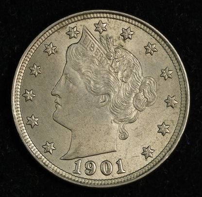 1901 5c Liberty V Nickel Five Cent Coin
