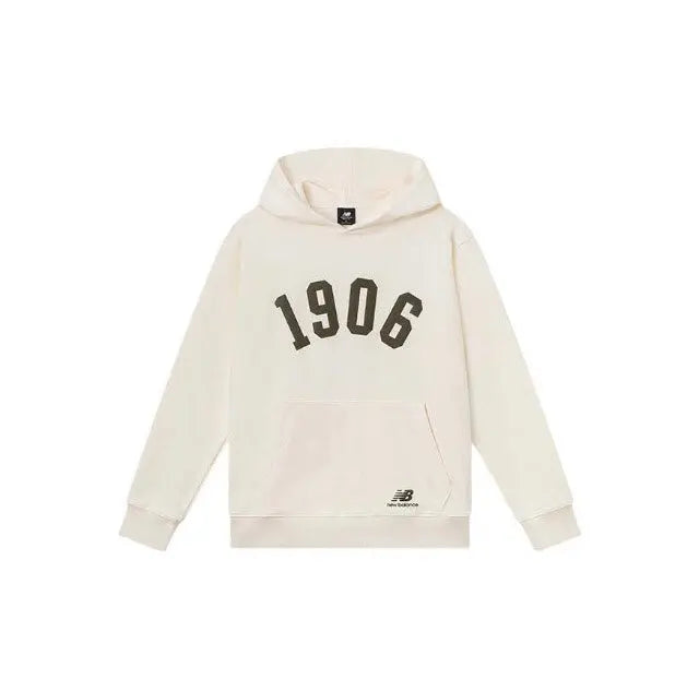 New Balance 1906 cream hoodie with '1906' print, kangaroo pocket and hood