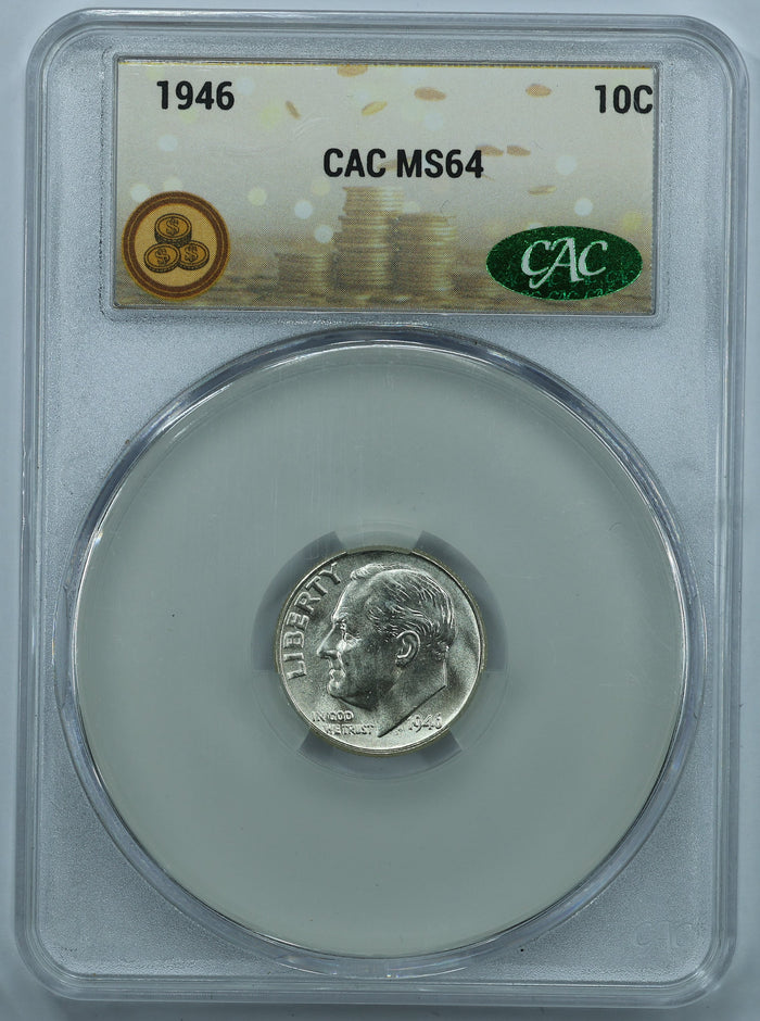 1946 Roosevelt Dime 10c - CAC MS64