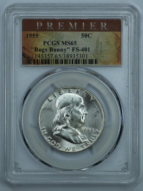 1955 Franklin Half Dollar 50c - PCGS MS65 Bugs Bunny FS-401