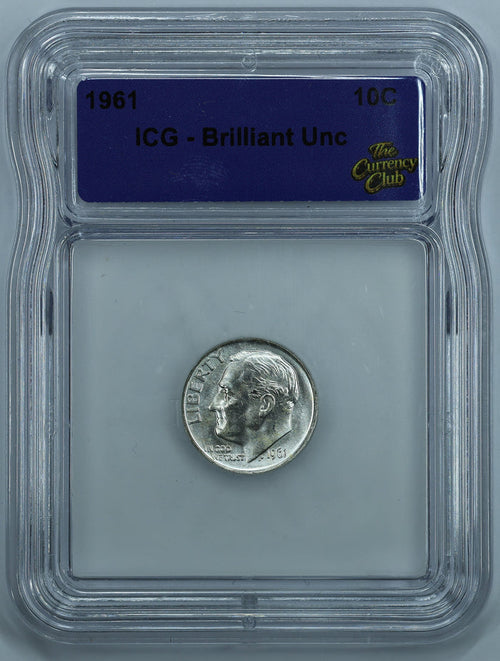 1961 Roosevelt Dime 10c - ICG Brilliant Uncirculated BU