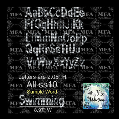 2.05" Arial 2 Rows Upper & Lower Letters Rhinestone Digital Download File - My File Addiction