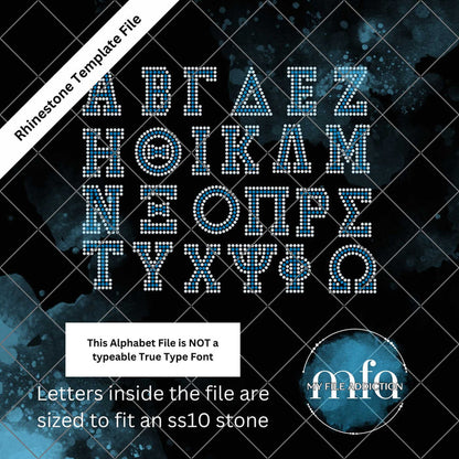 2.06 Inch Greek Letters Rhinestone Template File