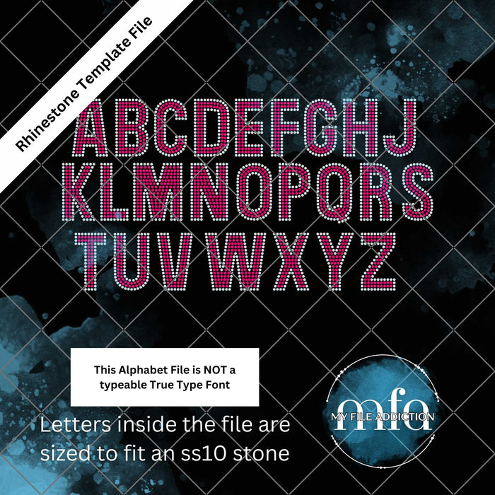 2.84 Inch 2 Color Letters Rhinestone Template File