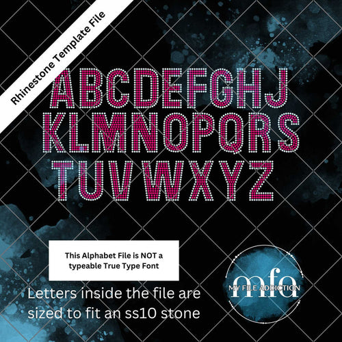 2.84 Inch 2 Color Letters Rhinestone Template File