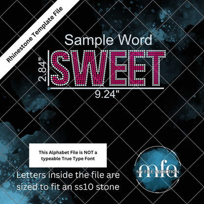 2.84 Inch 2 Color Letters Rhinestone Template File