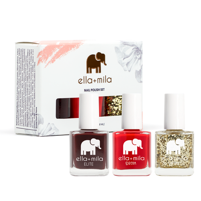 Holiday Kiss and Money 3-pack nail polish set with its gift box