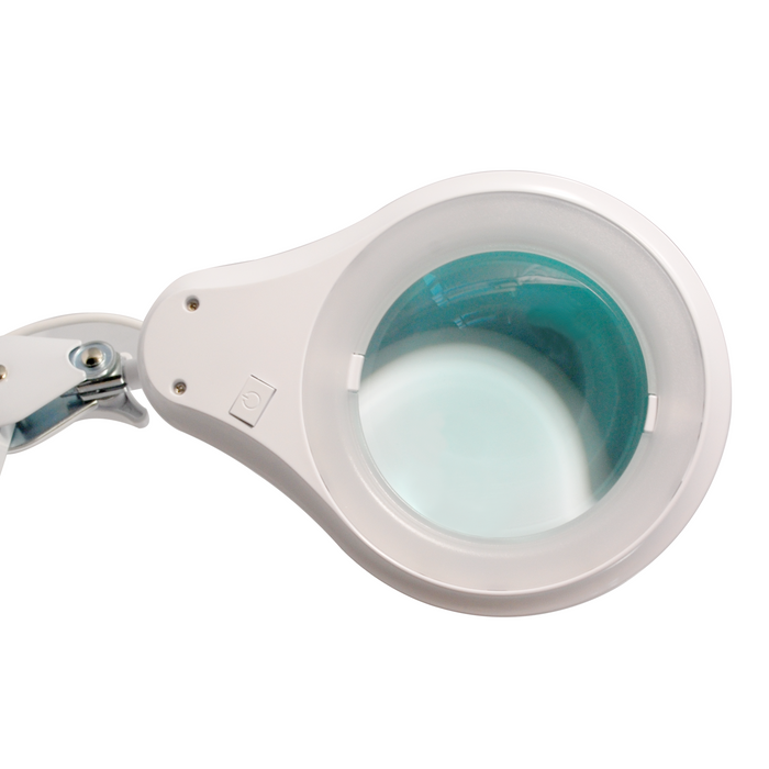6 Diopter (2.5X) LED Magnifying Lamp with Clamp - 5-inch Glass Lens and Flip Cover