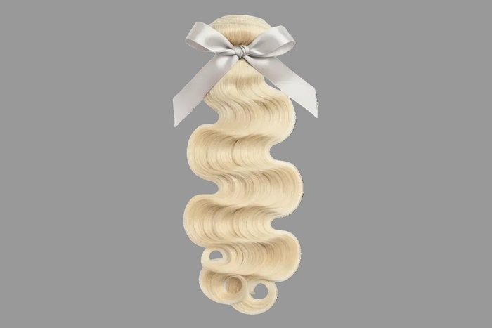 613 blonde body wave human hair with light grey bow on top