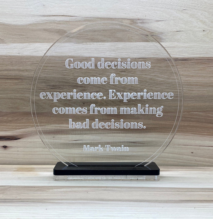 Acrylic quote sign, acrylic award, customizable award, office decor