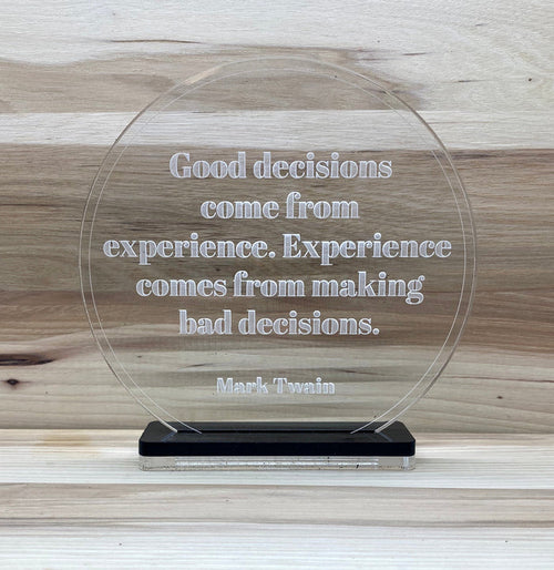 Acrylic quote sign, acrylic award, customizable award, office decor