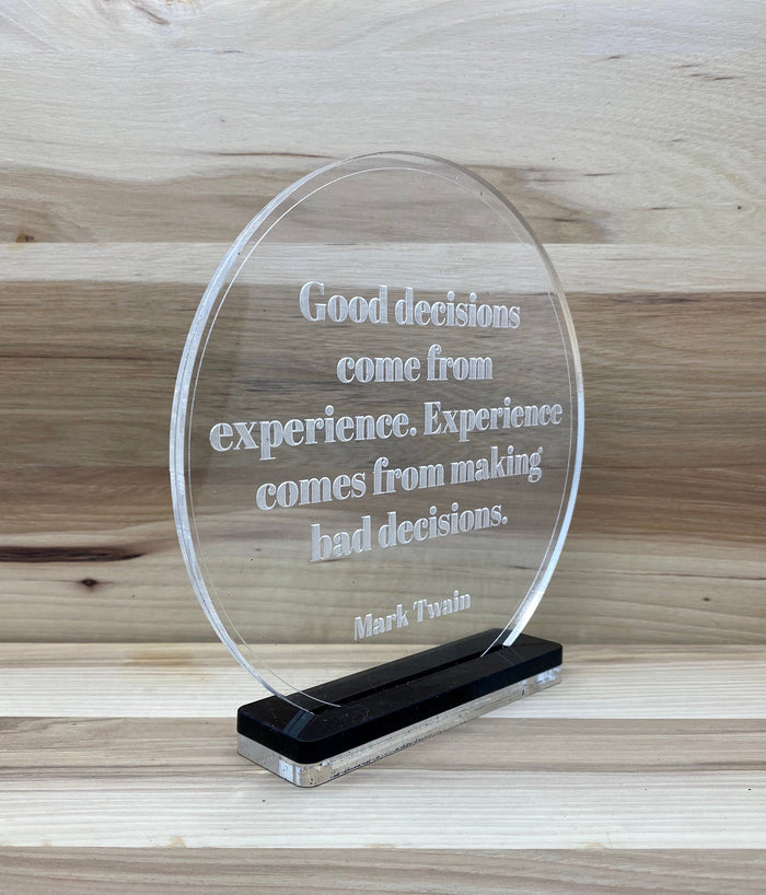Acrylic quote sign, acrylic award, customizable award, office decor