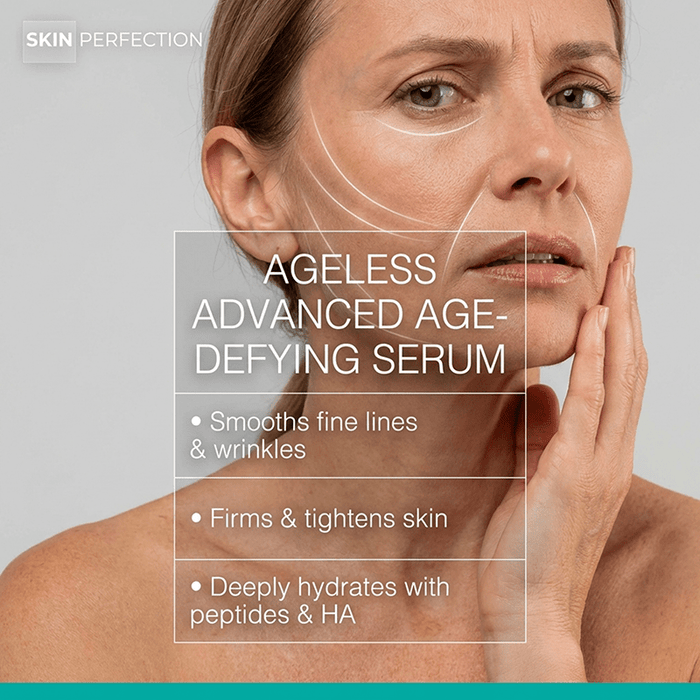 ageless advanced serum smooths fine lines and wrinkles while also firming and tightening skin