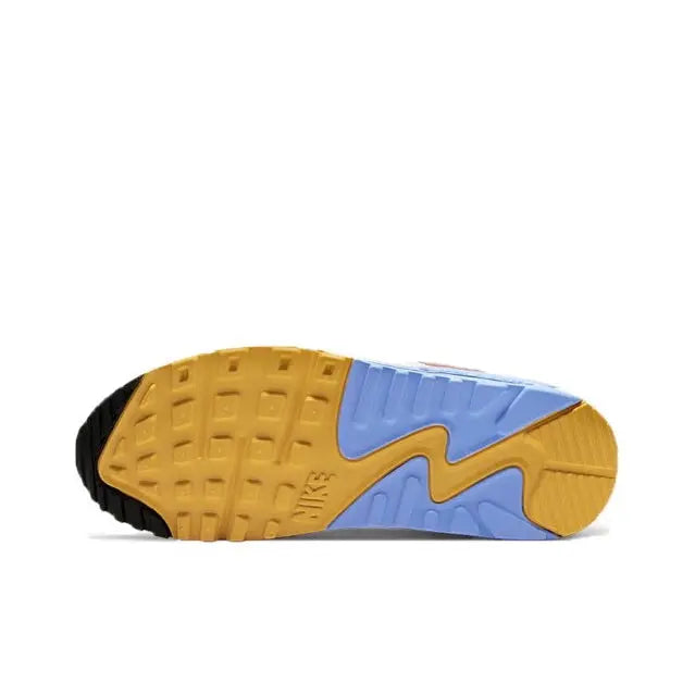 Air Max 90 outsole, blue traction with tan tread and black heel section