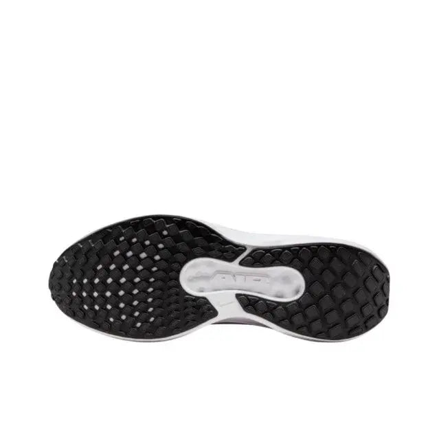 Black and dark gray rubber outsole with tread, white midsole section.