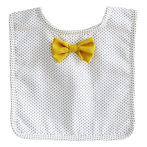 Alimrose Bow Tie Bib - Navy Pinspot